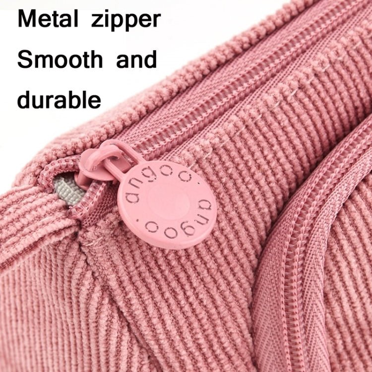 Angoo Student Large - Capacity Stationery Bag Portable Gift Cosmetic Bag(Grass Green Corduroy) - FlourishCo.