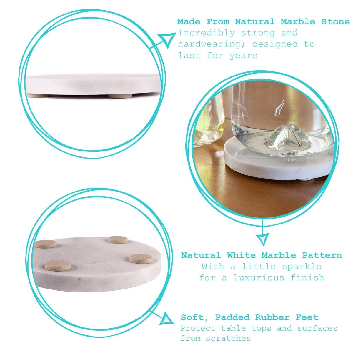 Round Marble Coasters - Pack of Six - FlourishCo.